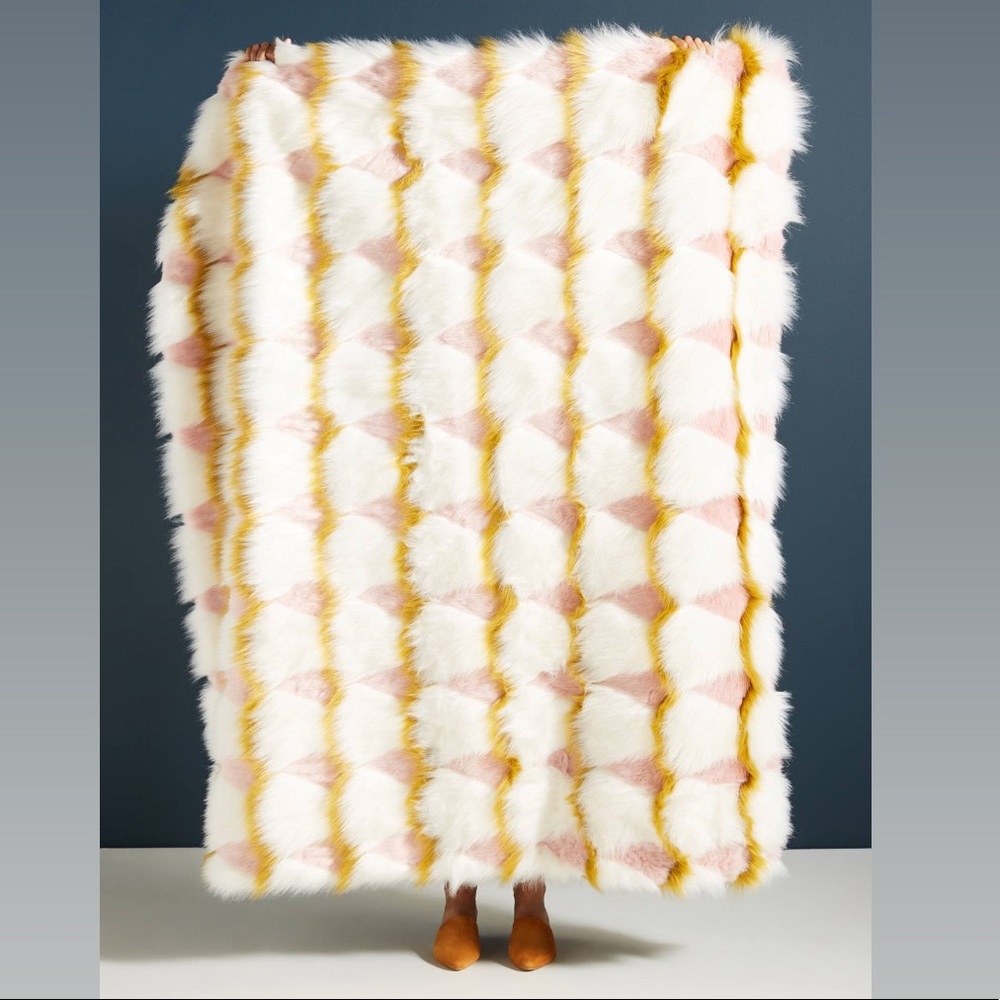 Anthropologie Coren Faux Fur Throw Blanket